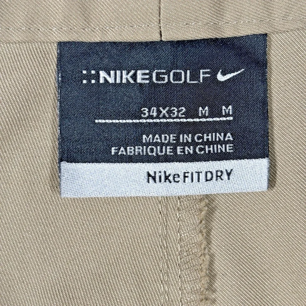 Nike Golf Pants Mens 34x32 Khaki Fit Dry Flat Front Straight Leg 319685-235